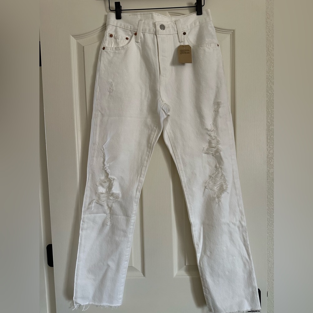 501 white high wasted jeans NWT